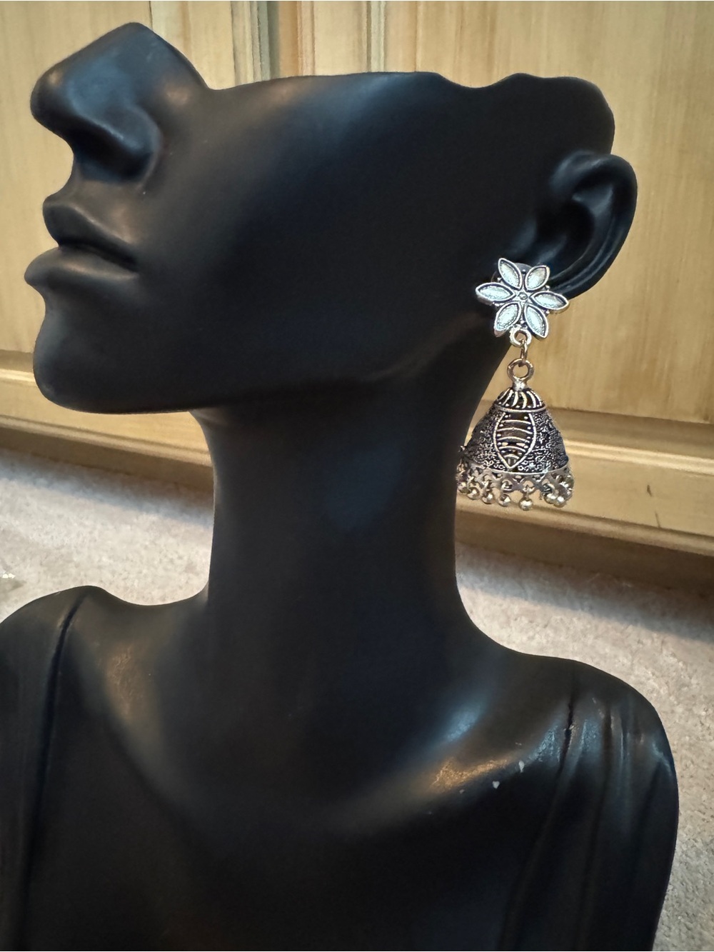 Silver Floral Jhumka Earrings - Elegant Silver Tone Women’s Jewelry